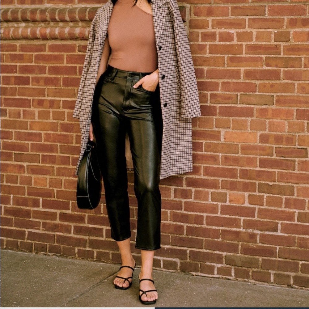 Vegan leather ankle straight pants never worn!